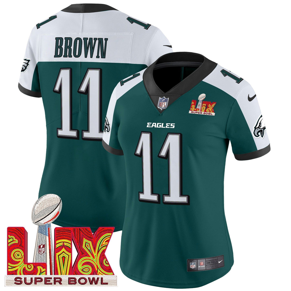 Women's PHI Super Bowl LIX Patch Vapor Limited Jersey - Stitched