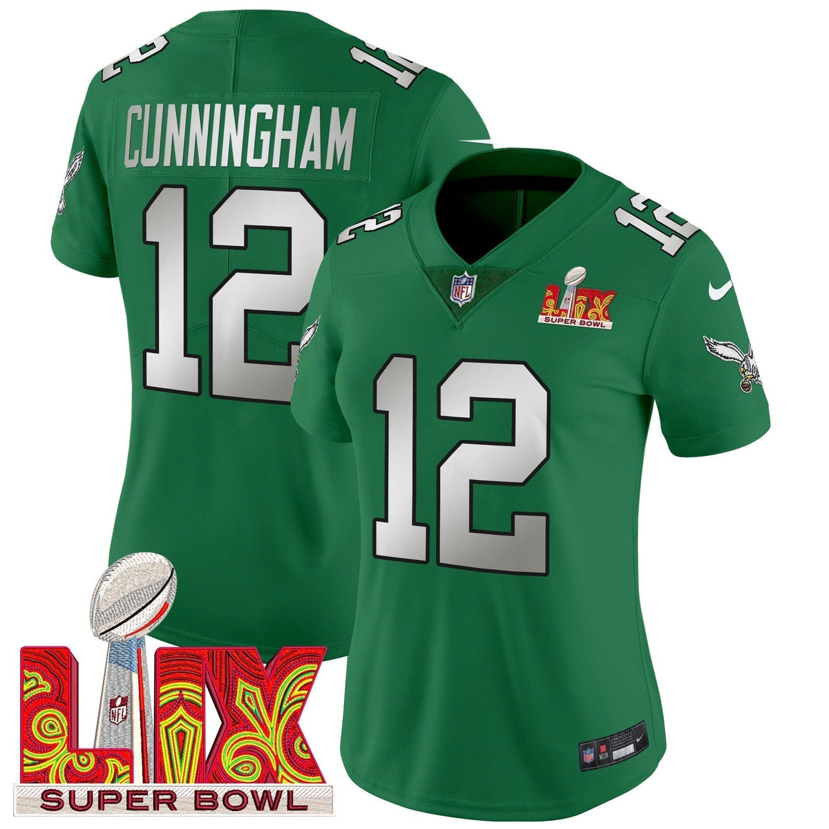 Women's PHI Super Bowl LIX Patch Vapor Limited Jersey - Stitched