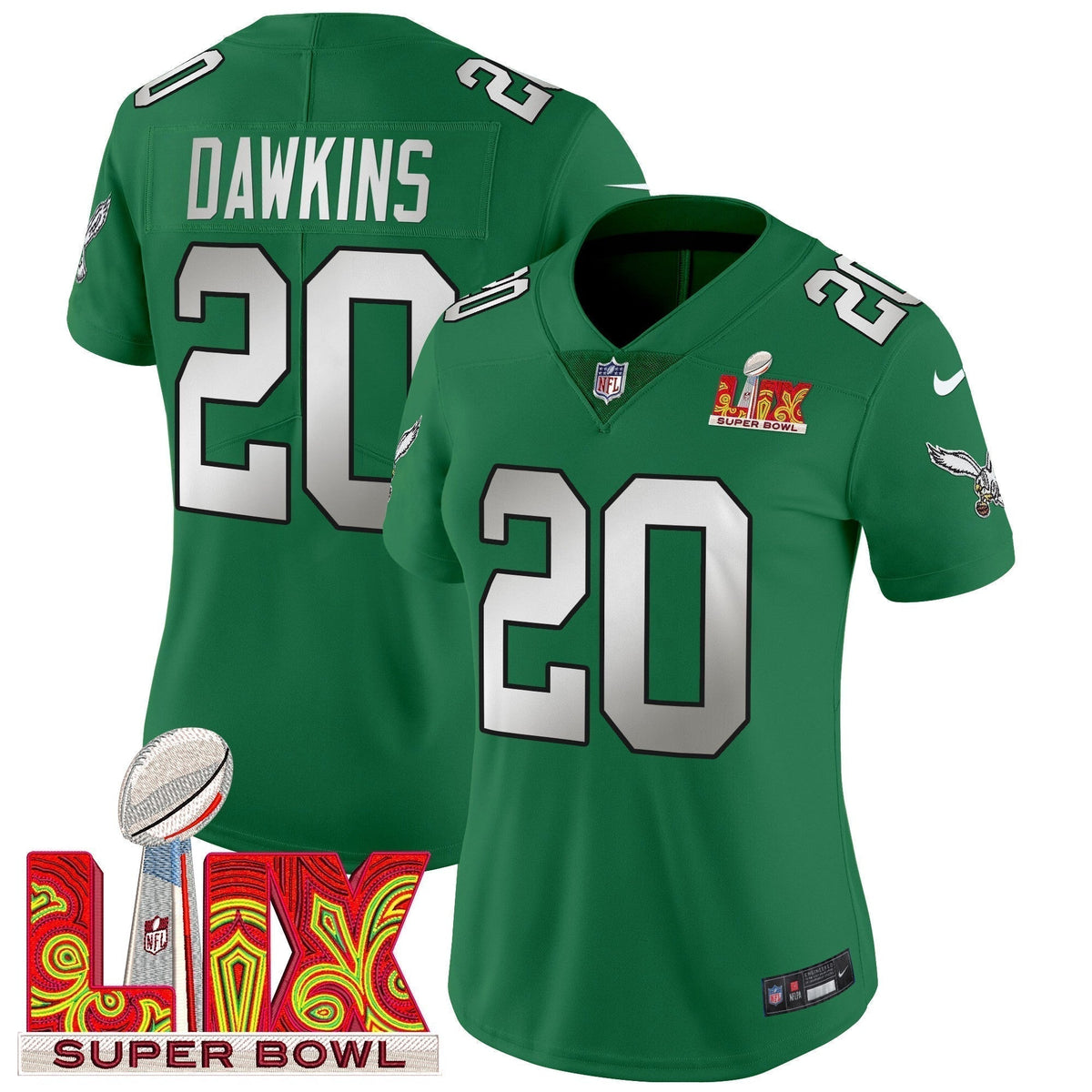 Women's PHI Super Bowl LIX Patch Vapor Limited Jersey - Stitched