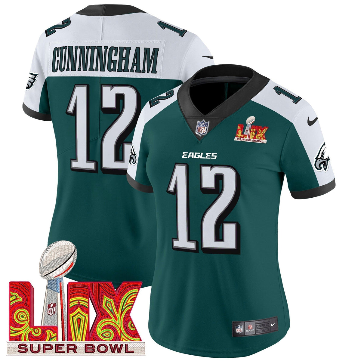 Women's PHI Super Bowl LIX Patch Vapor Limited Jersey - Stitched