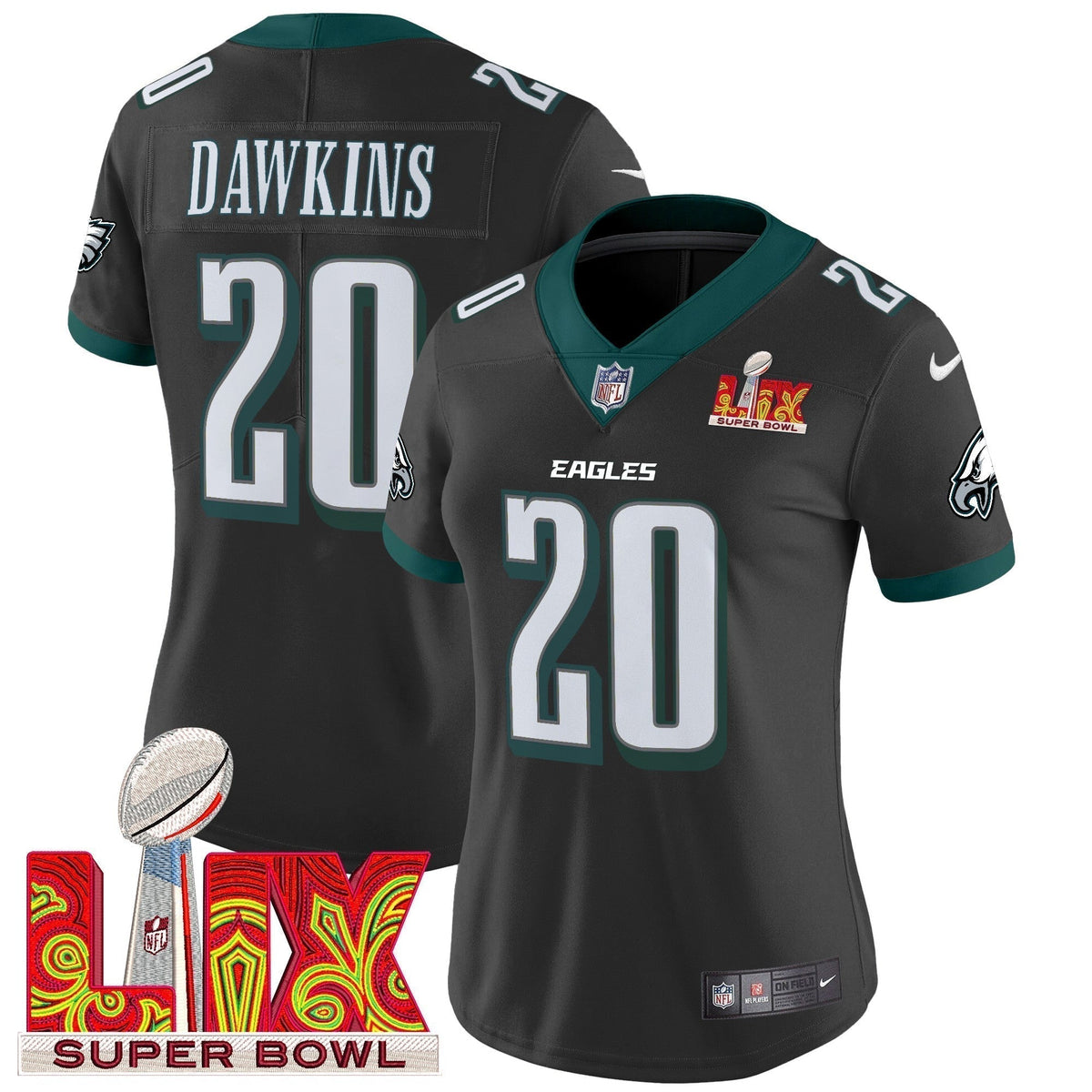 Women's PHI Super Bowl LIX Patch Vapor Limited Jersey - Stitched