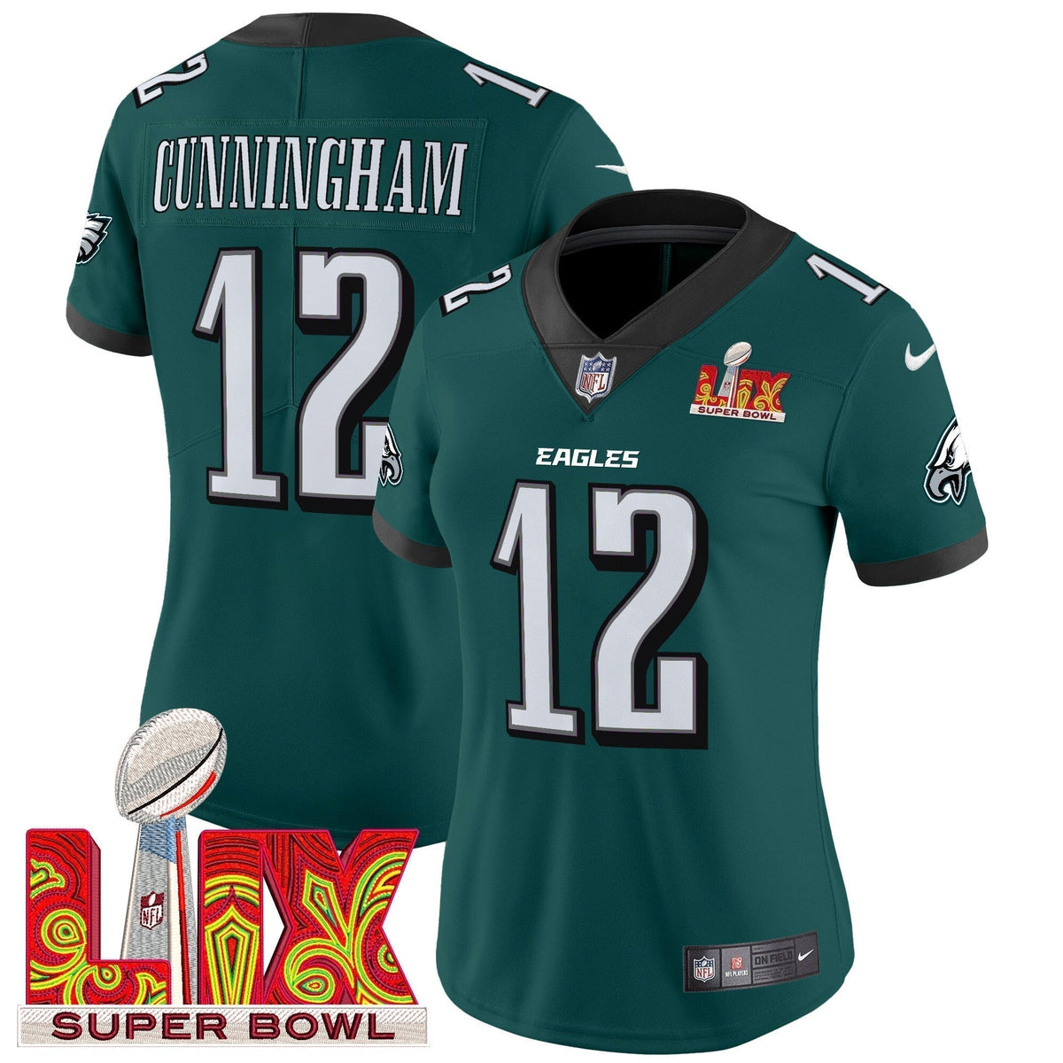 Women's PHI Super Bowl LIX Patch Vapor Limited Jersey - Stitched