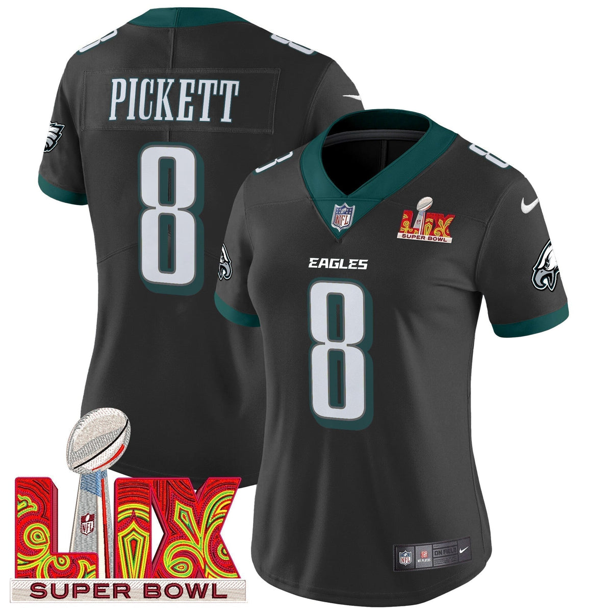 Women's PHI Super Bowl LIX Patch Vapor Limited Jersey - Stitched