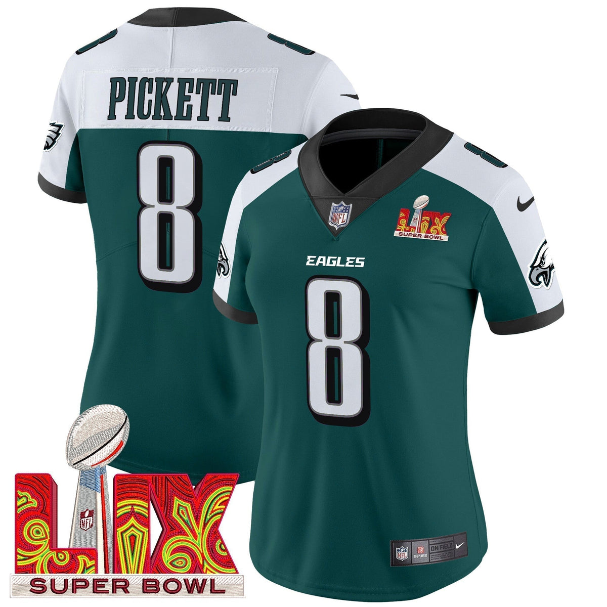 Women's PHI Super Bowl LIX Patch Vapor Limited Jersey - Stitched