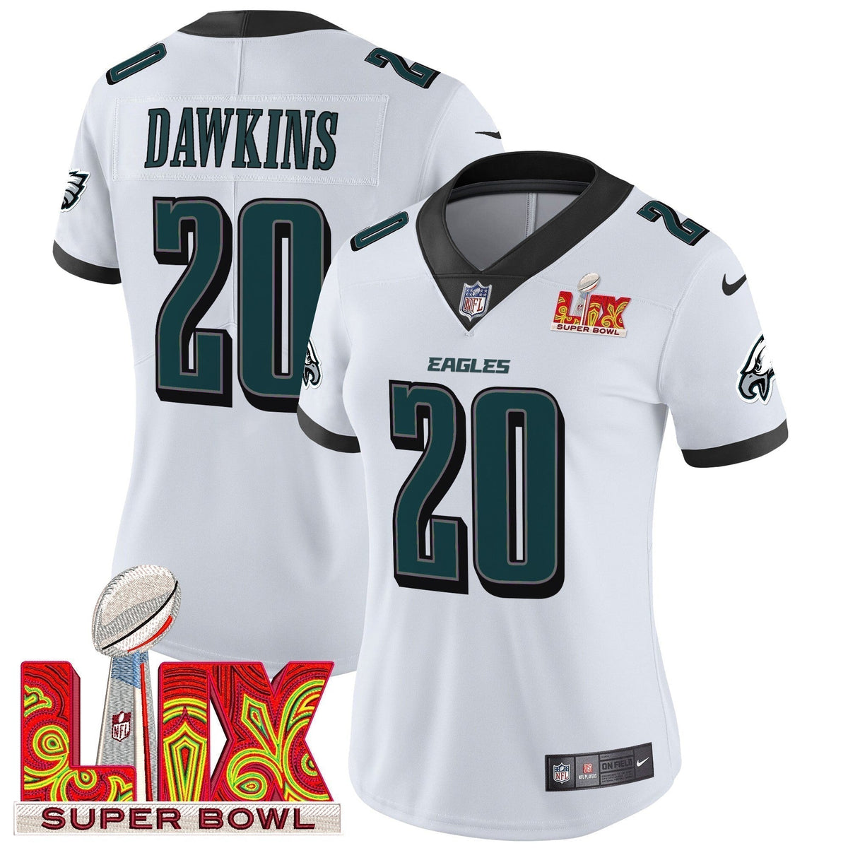 Women's PHI Super Bowl LIX Patch Vapor Limited Jersey - Stitched