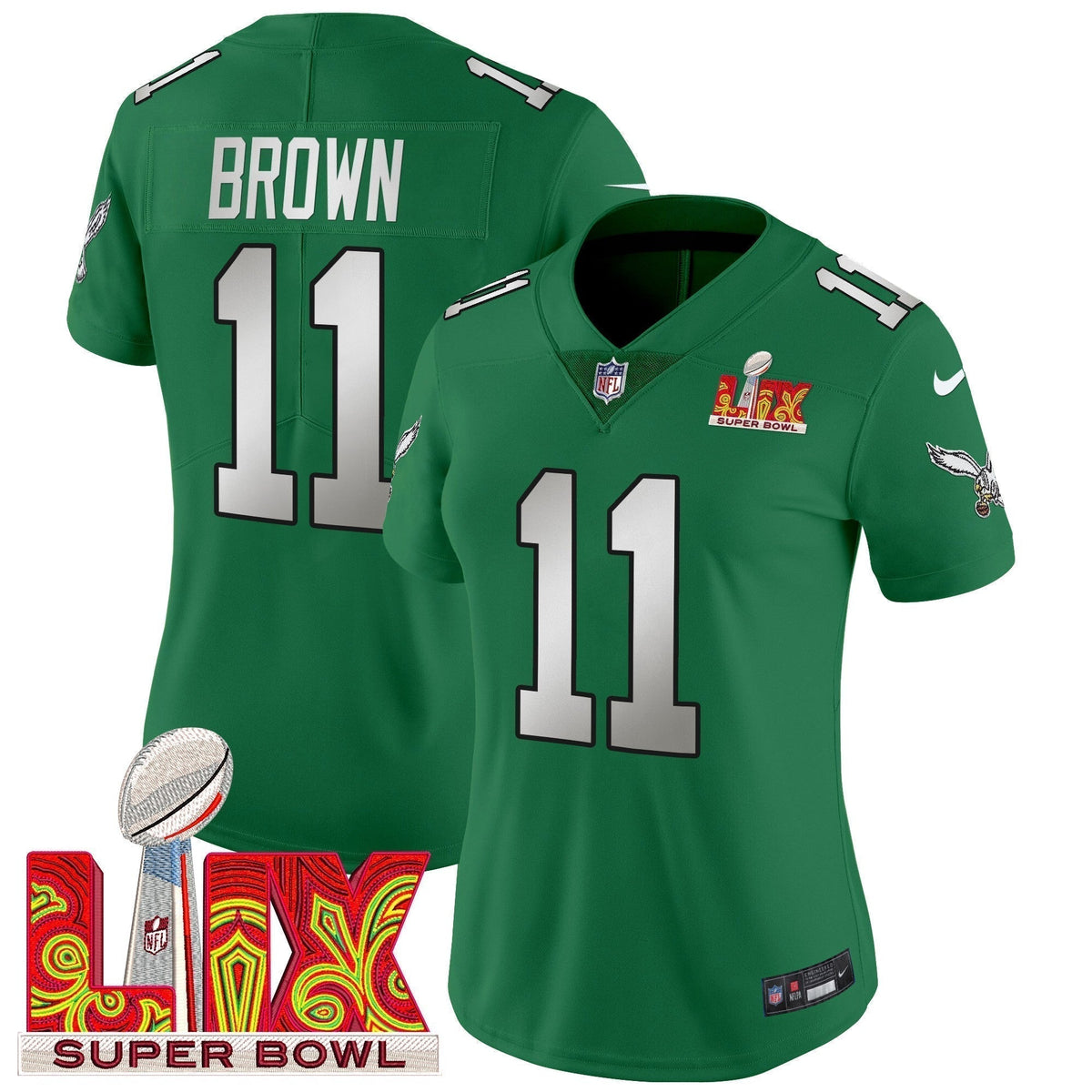 Women's PHI Super Bowl LIX Patch Vapor Limited Jersey - Stitched