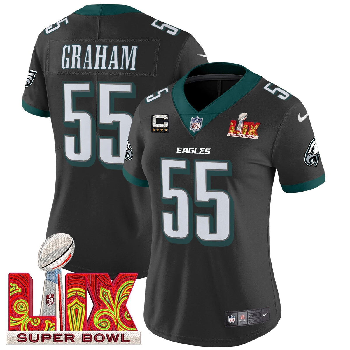 Women's PHI Super Bowl LIX Patch Vapor Limited Jersey - Stitched