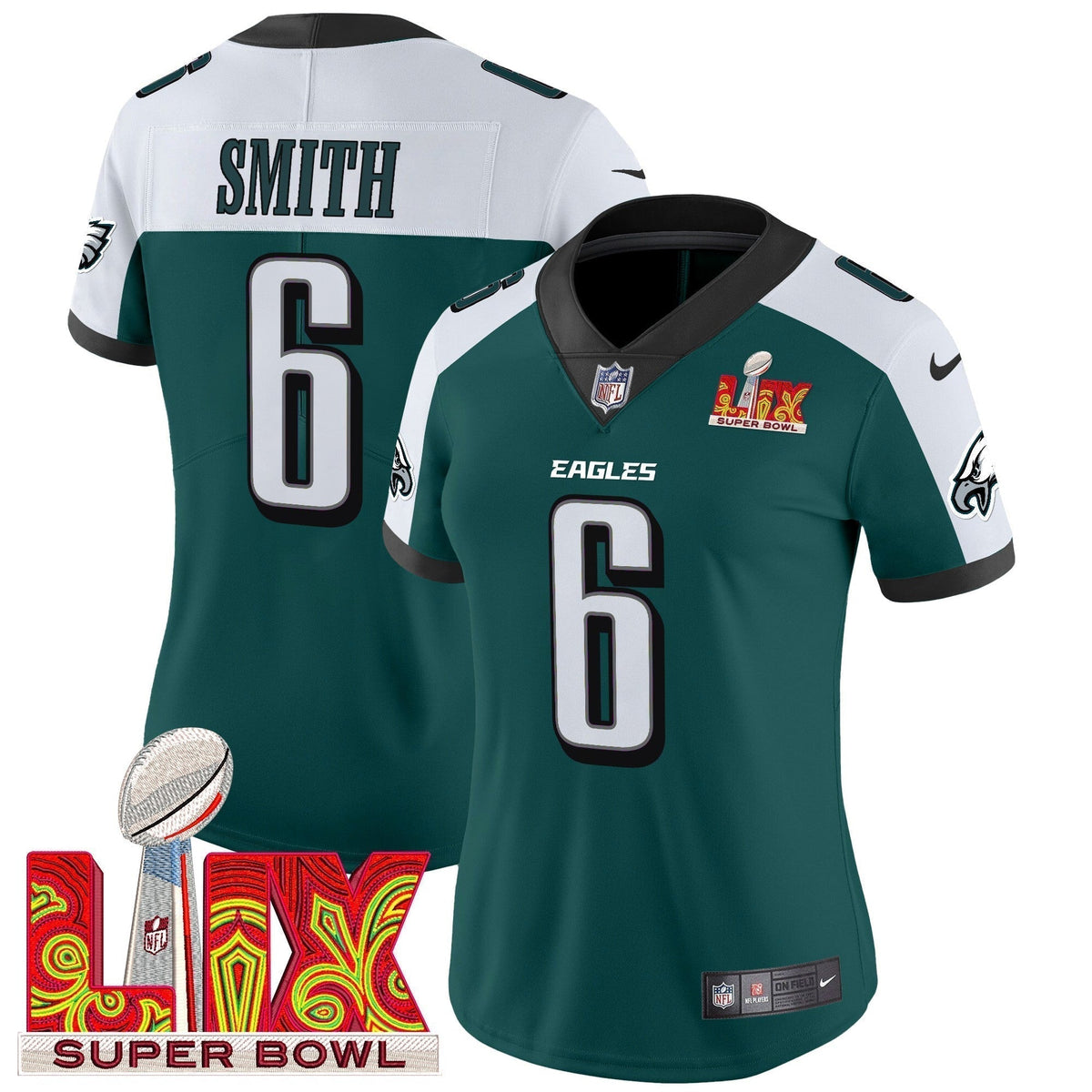 Women's PHI Super Bowl LIX Patch Vapor Limited Jersey - Stitched