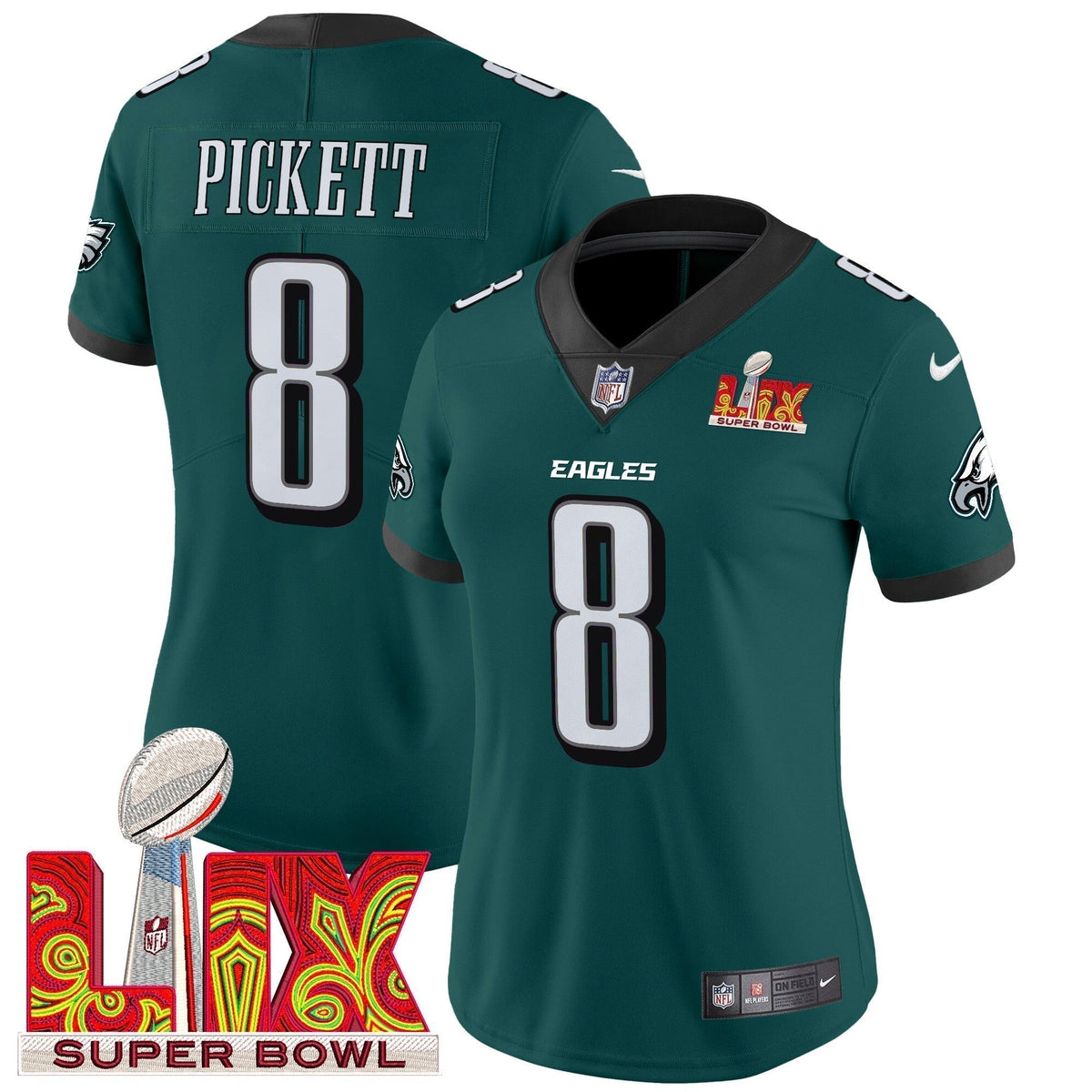 Women's PHI Super Bowl LIX Patch Vapor Limited Jersey - Stitched
