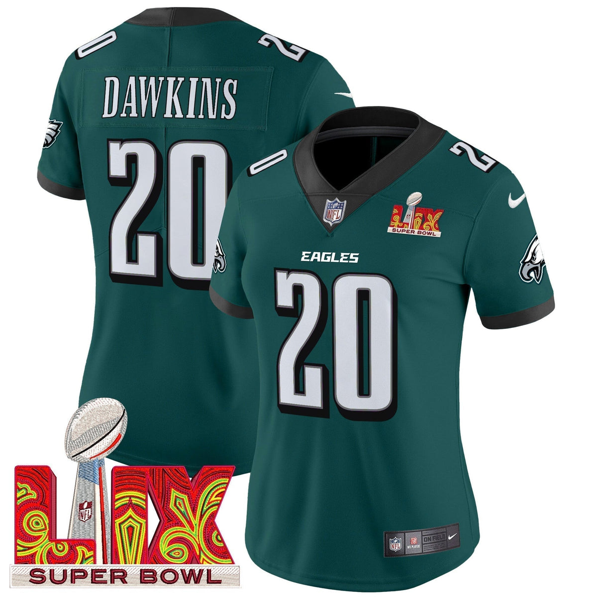 Women's PHI Super Bowl LIX Patch Vapor Limited Jersey - Stitched