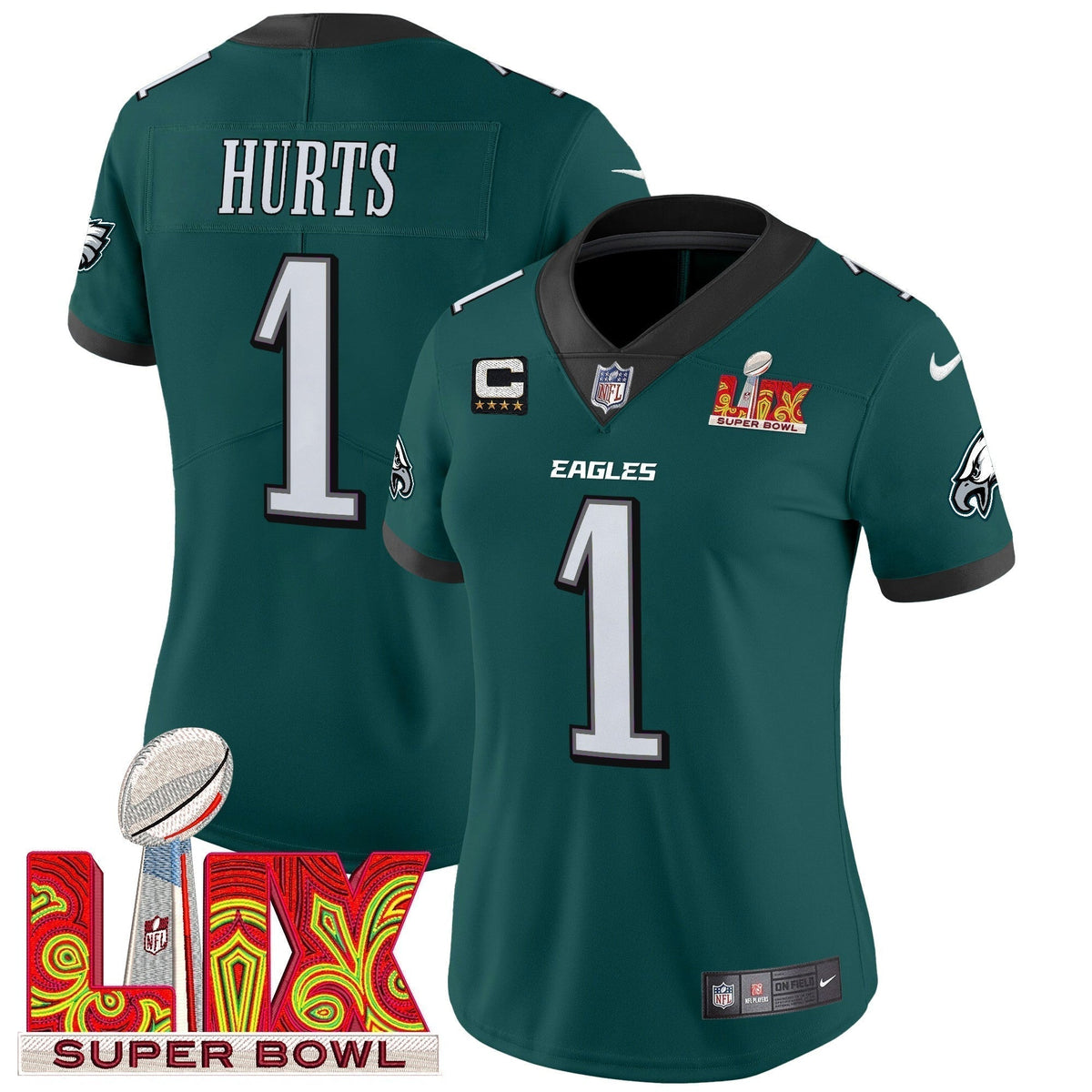 Women's PHI Super Bowl LIX Patch Vapor Limited Jersey - Stitched