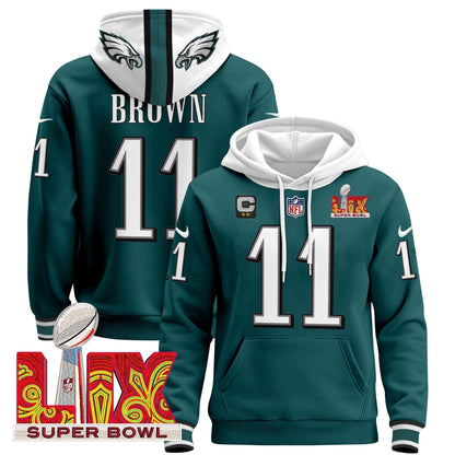 PHI Super Bowl LIX Patch Pullover Hoodie - Stitched