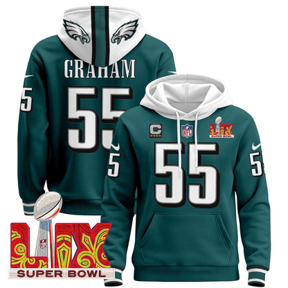PHI Super Bowl LIX Patch Pullover Hoodie - Stitched