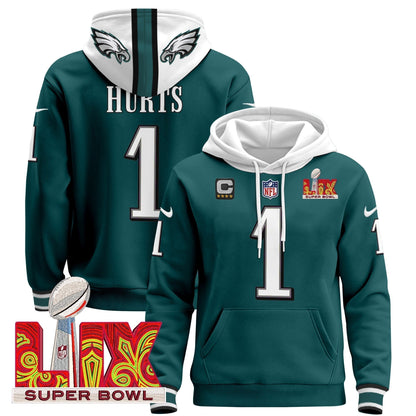 PHI Super Bowl LIX Patch Pullover Hoodie - Stitched