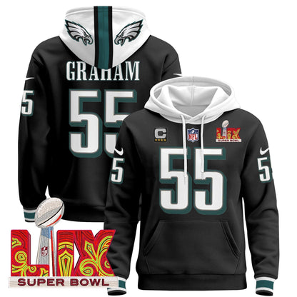 PHI Super Bowl LIX Patch Pullover Hoodie - Stitched