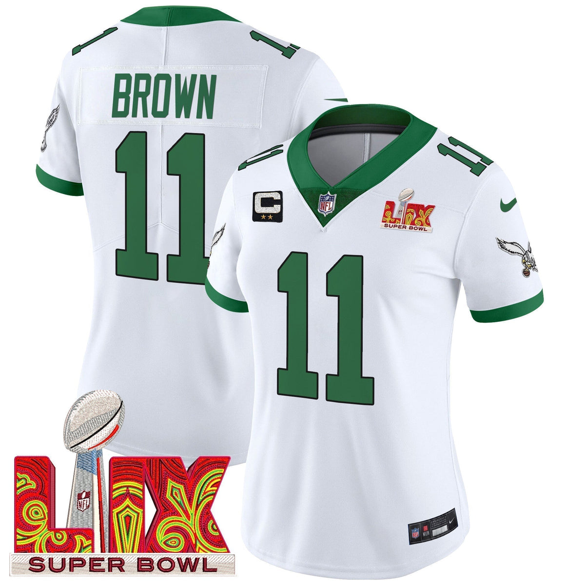 Women's PHI Super Bowl LIX Patch Vapor Limited Jersey - Stitched