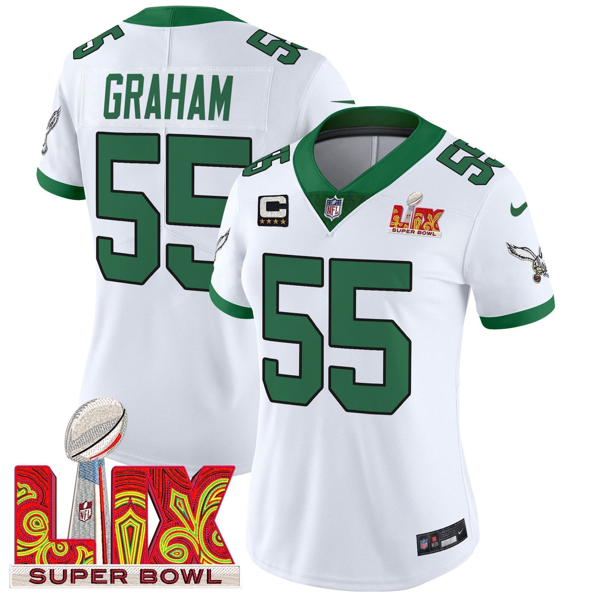 Women's PHI Super Bowl LIX Patch Vapor Limited Jersey - Stitched