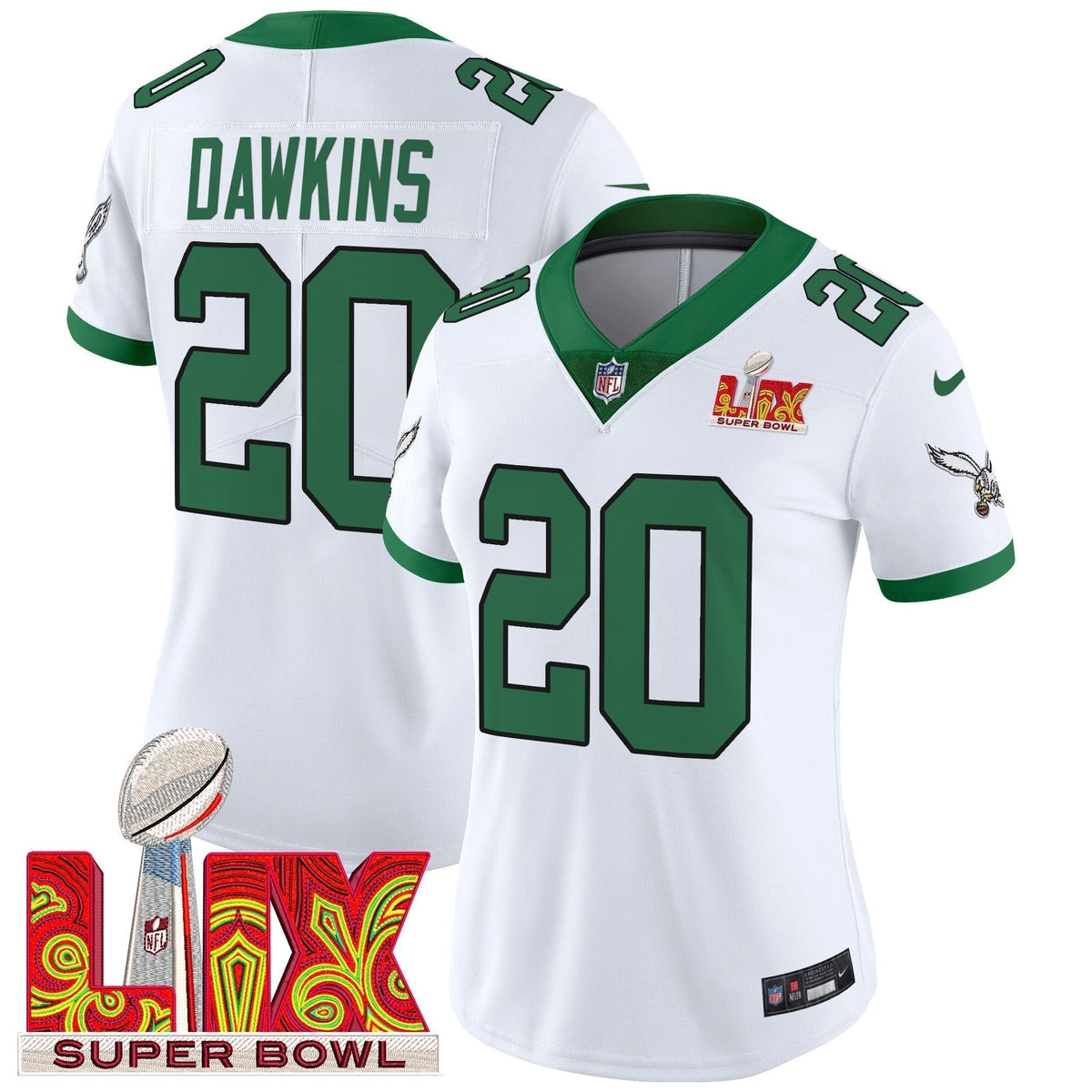Women's PHI Super Bowl LIX Patch Vapor Limited Jersey - Stitched