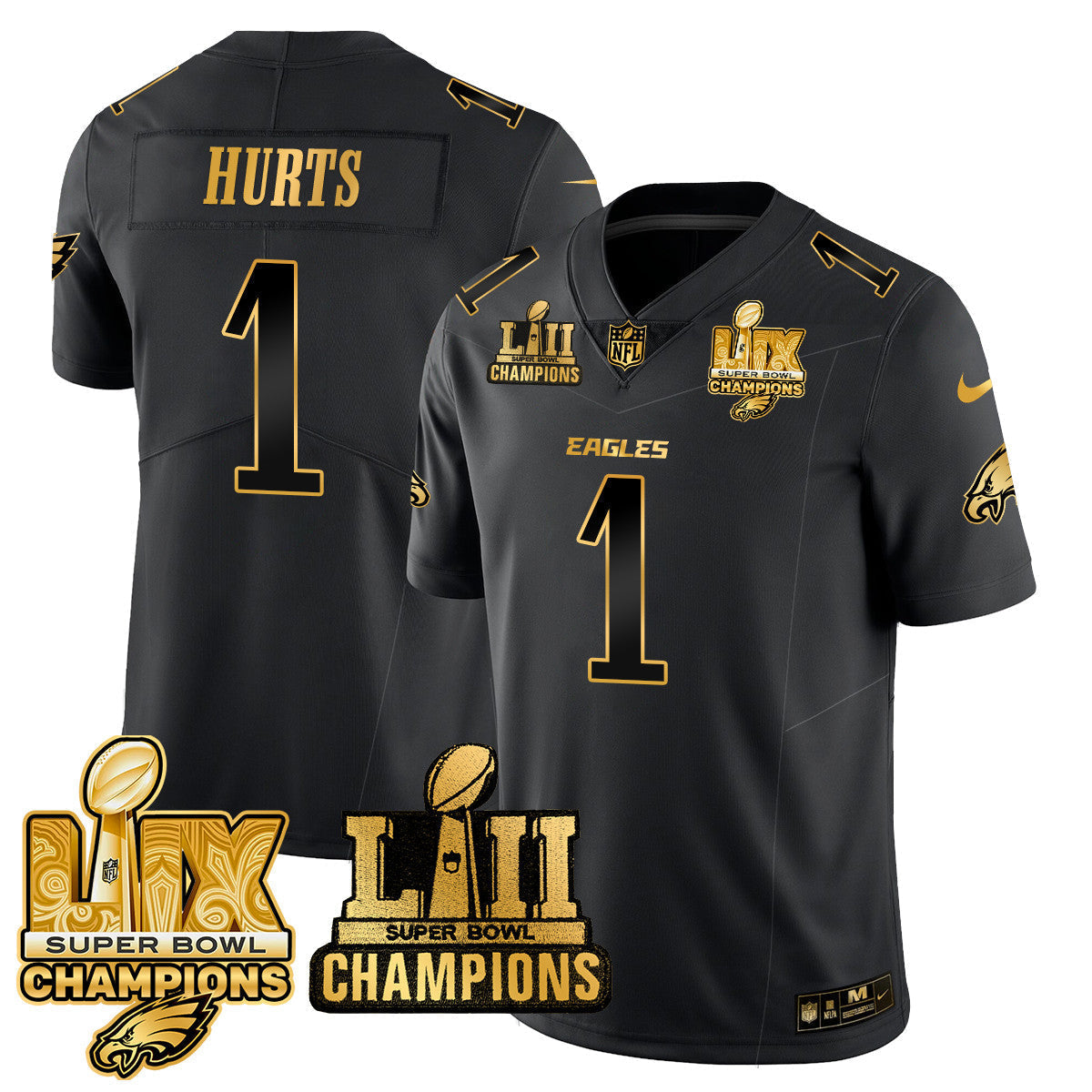 PHI LII-LIX Super Bowl Champions Gold Vapor Limited Jersey N2 - Stitched