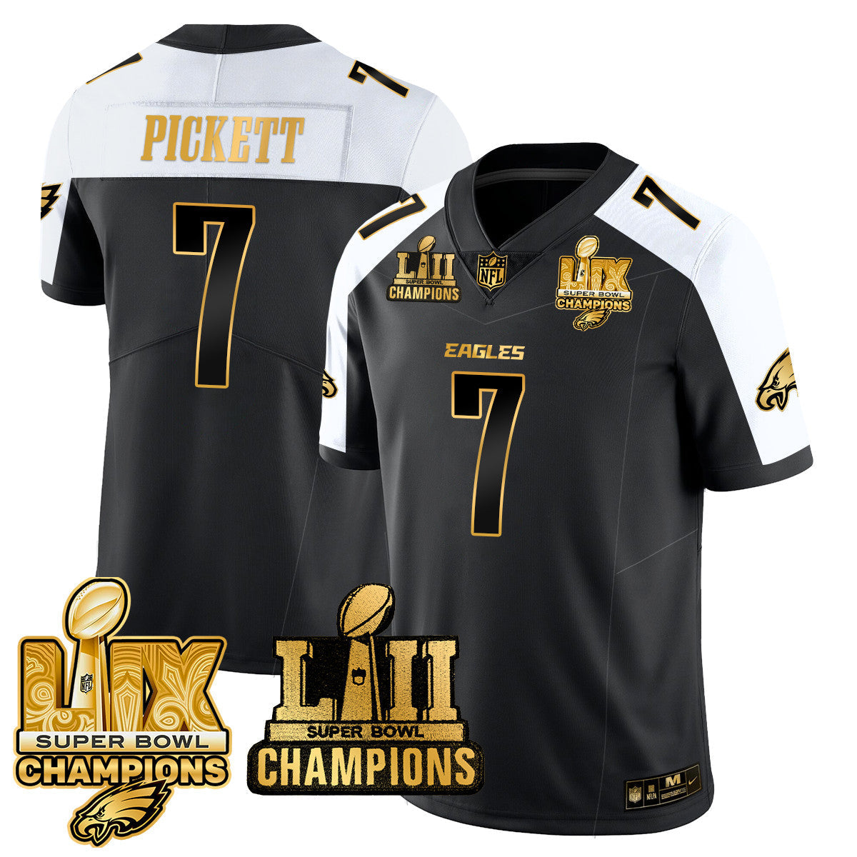 PHI LII-LIX Super Bowl Champions Gold Vapor Limited Jersey N2 - Stitched