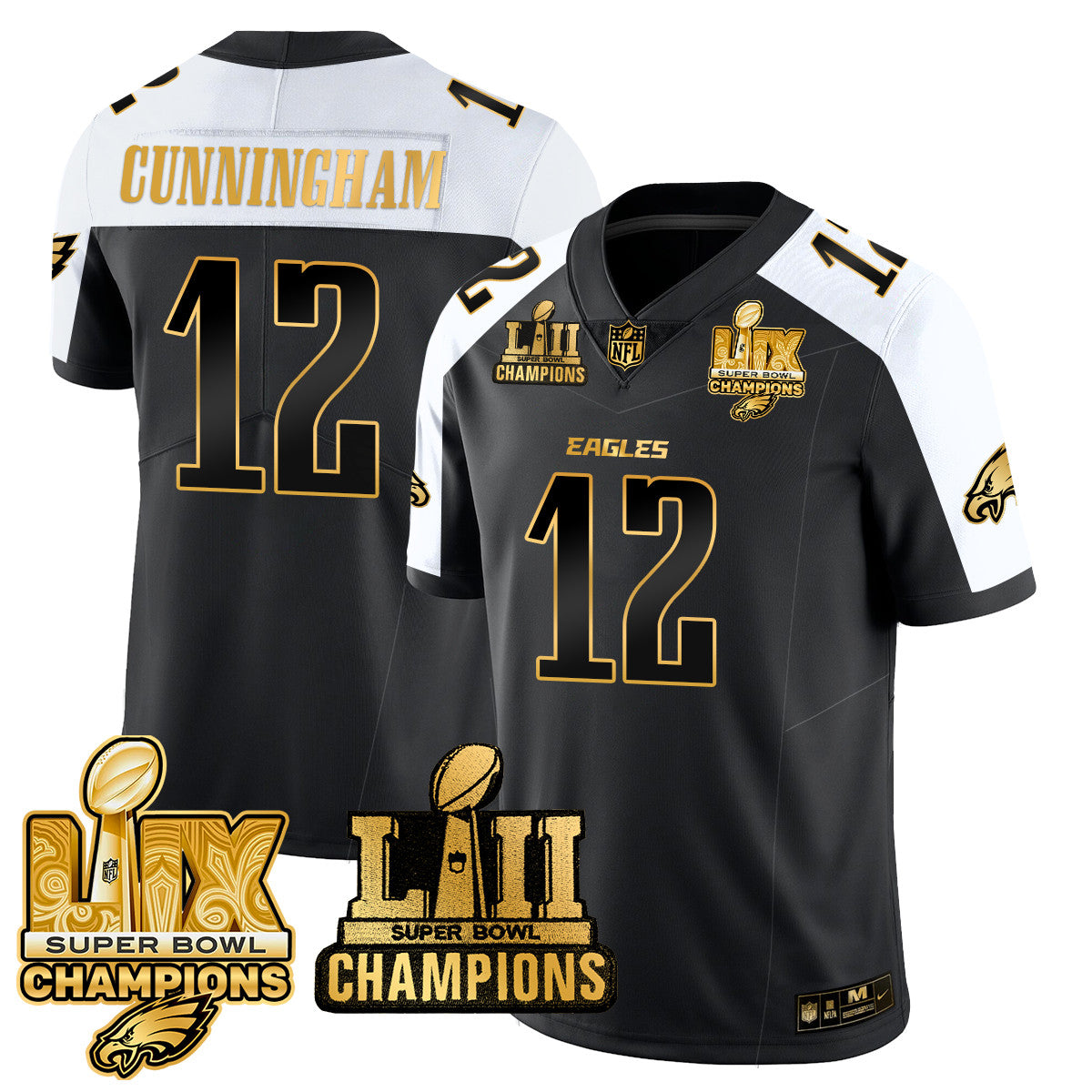 PHI LII-LIX Super Bowl Champions Gold Vapor Limited Jersey N2 - Stitched