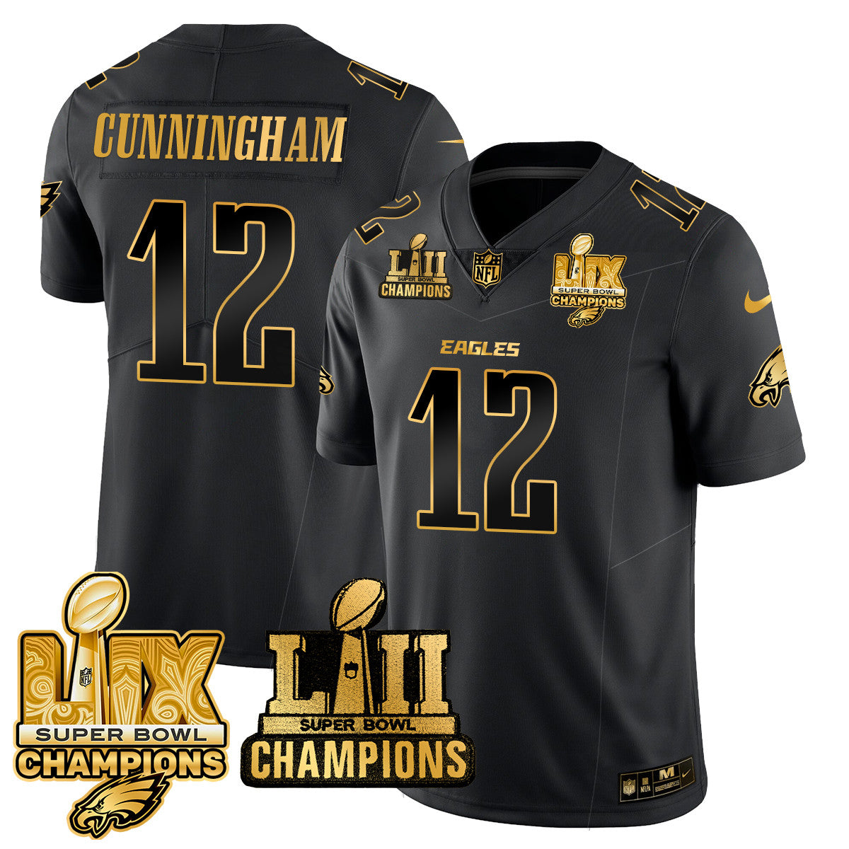 PHI LII-LIX Super Bowl Champions Gold Vapor Limited Jersey N2 - Stitched