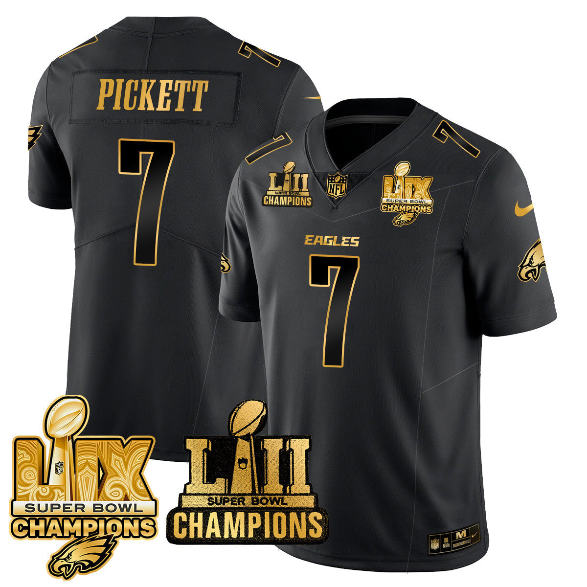 PHI LII-LIX Super Bowl Champions Gold Vapor Limited Jersey N2 - Stitched