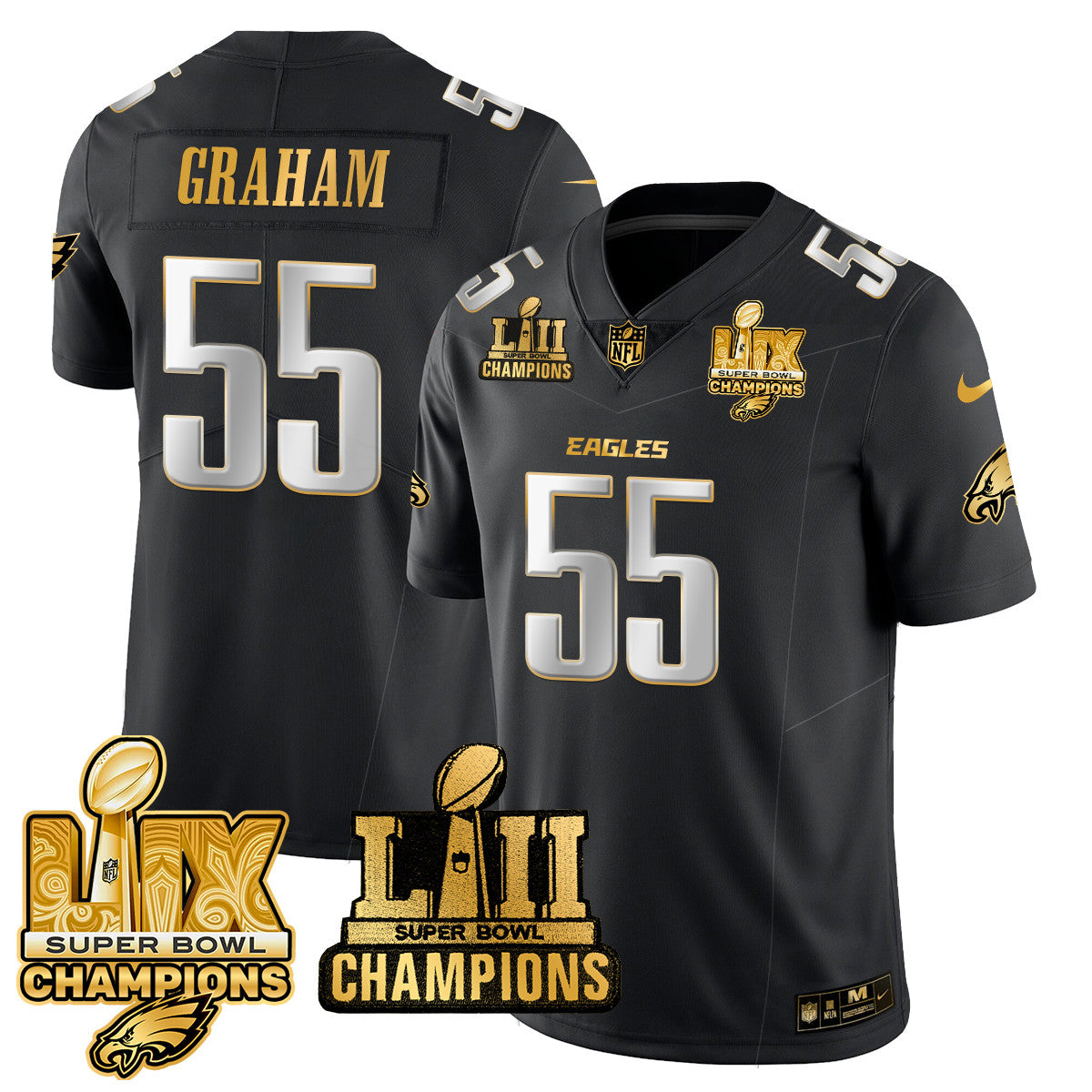 PHI LII-LIX Super Bowl Champions Gold Vapor Limited Jersey N2 - Stitched