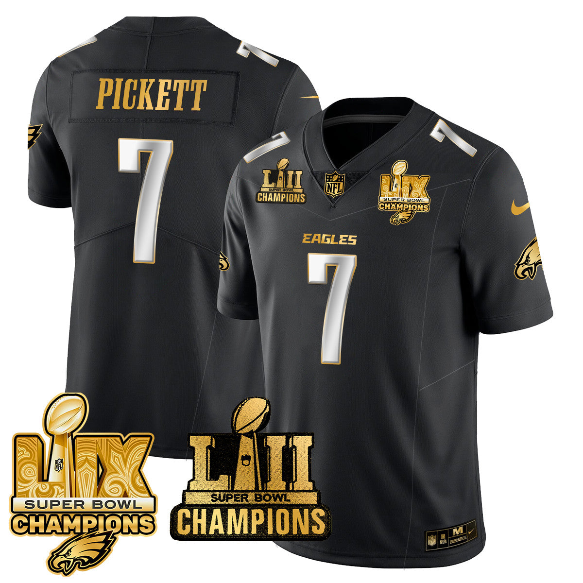 PHI LII-LIX Super Bowl Champions Gold Vapor Limited Jersey N2 - Stitched