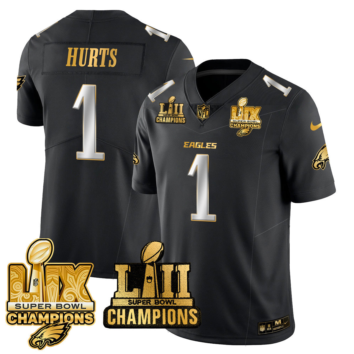 PHI LII-LIX Super Bowl Champions Gold Vapor Limited Jersey N2 - Stitched