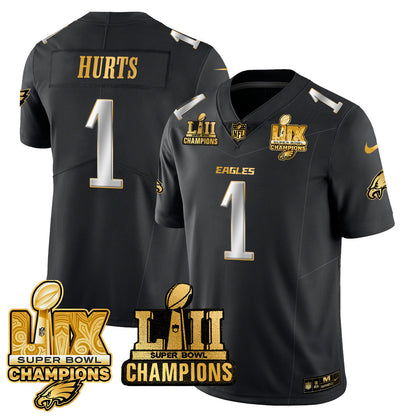 PHI LII-LIX Super Bowl Champions Gold Vapor Limited Jersey N2 - Stitched