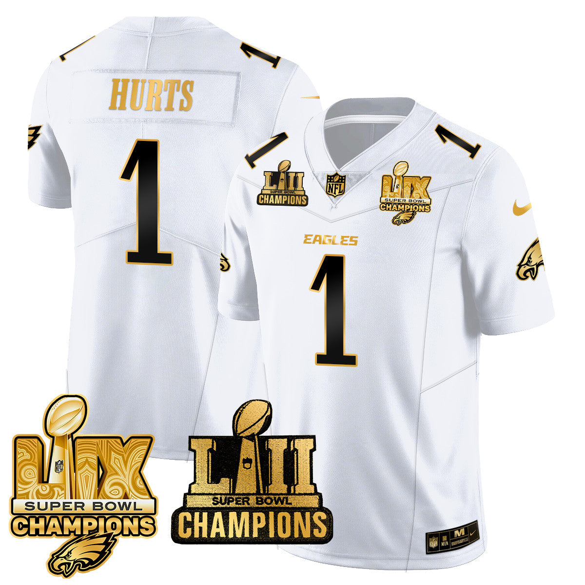 PHI LII-LIX Super Bowl Champions Gold Vapor Limited Jersey N2 - Stitched