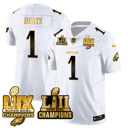 PHI LII-LIX Super Bowl Champions Gold Vapor Limited Jersey N2 - Stitched