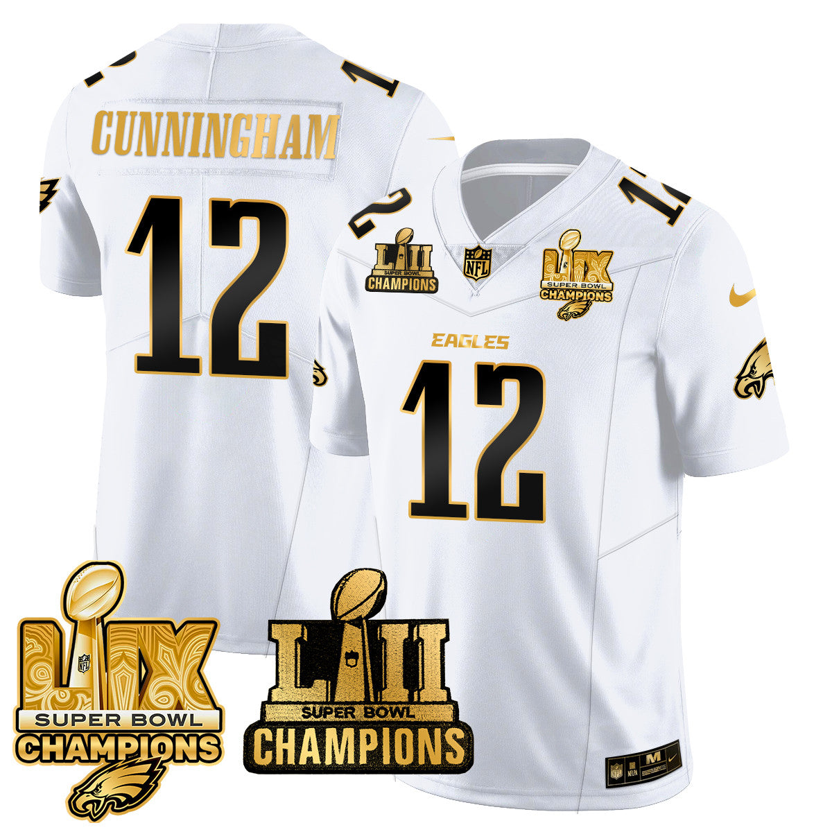 PHI LII-LIX Super Bowl Champions Gold Vapor Limited Jersey N2 - Stitched