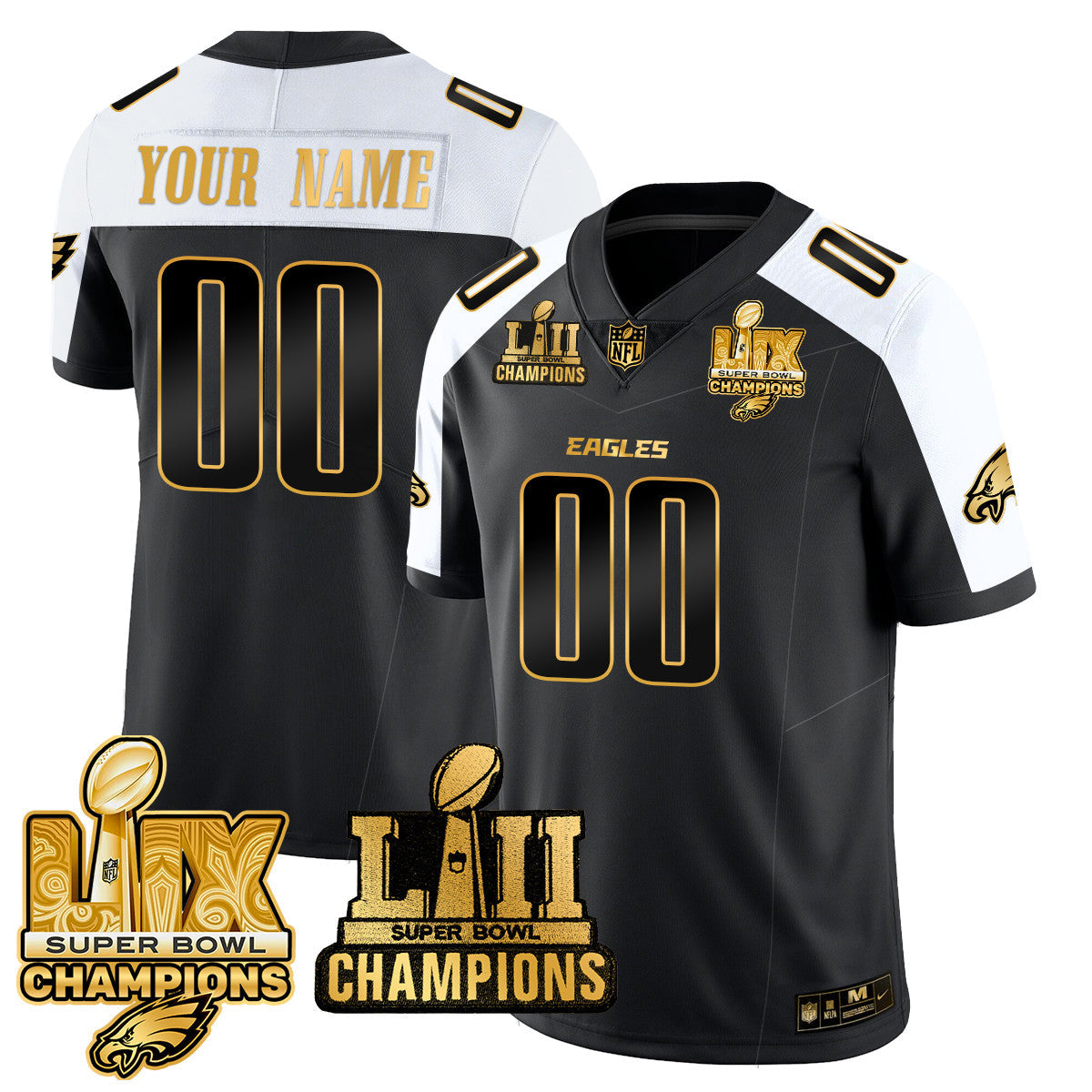 Custom Name/Gender PHI LII-LIX Super Bowl Champions Vapor Limited Jersey - Stitched