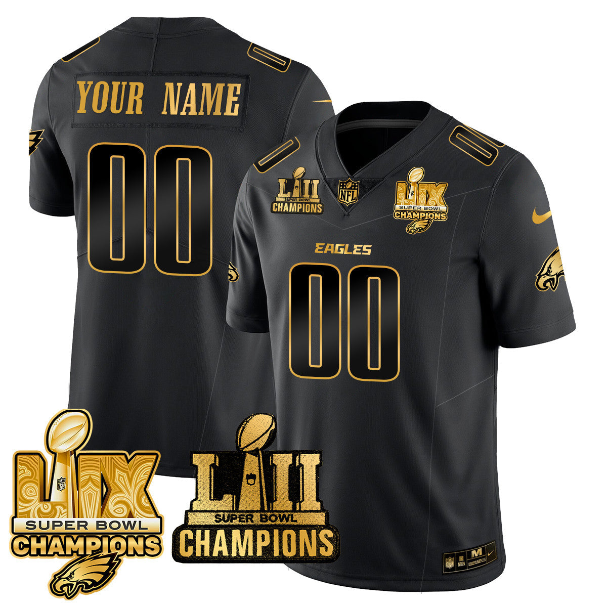 Custom Name/Gender PHI LII-LIX Super Bowl Champions Vapor Limited Jersey - Stitched