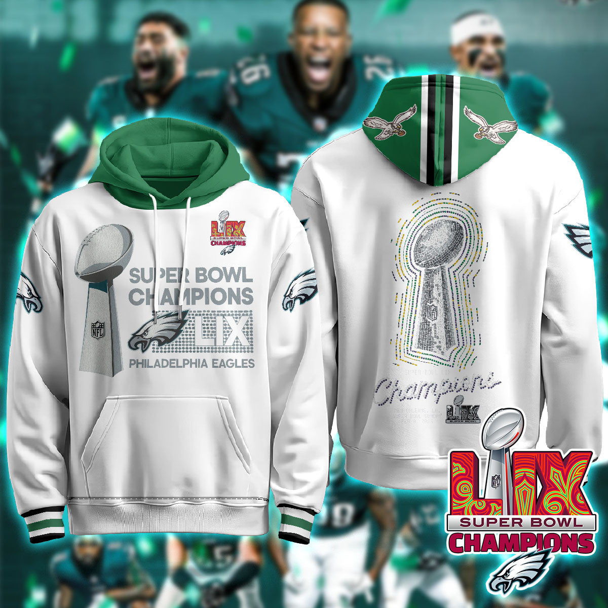 PHI Super Bowl LIX Champions Hoodie - Printed