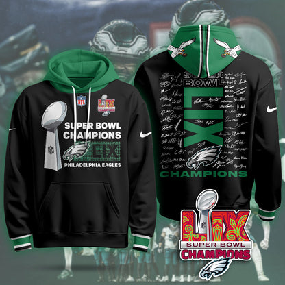 PHI Super Bowl LIX Champions Roster Signing Gold Hoodie - Printed