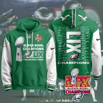 PHI Super Bowl LIX Champions Roster Signing Gold Hoodie - Printed