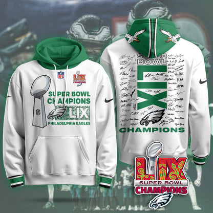 PHI Super Bowl LIX Champions Roster Signing Gold Hoodie - Printed