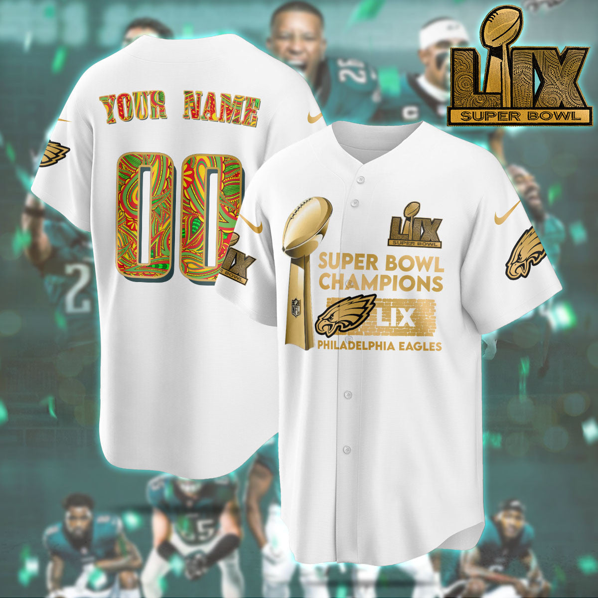PHI Super Bowl LIX Champions Custom Limited Jersey