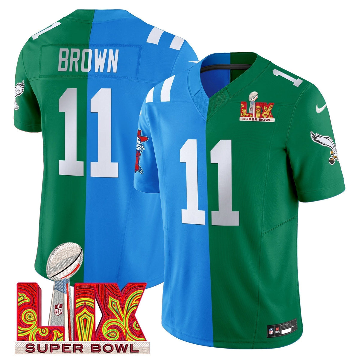 Split PHI Super Bowl LIX & College Football Vapor Limited Jersey - Stitched