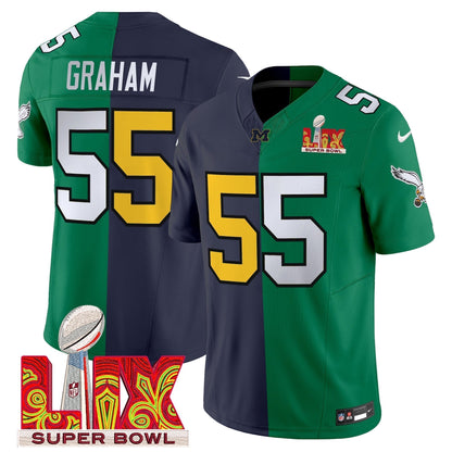 Split PHI Super Bowl LIX & College Football Vapor Limited Jersey - Stitched