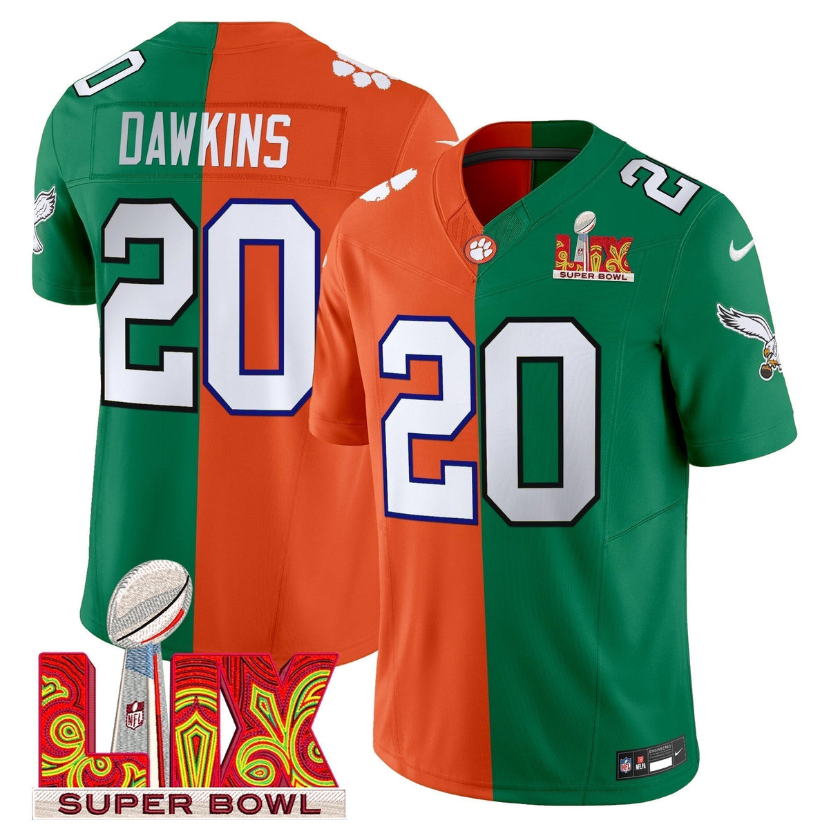 Split PHI Super Bowl LIX & College Football Vapor Limited Jersey - Stitched