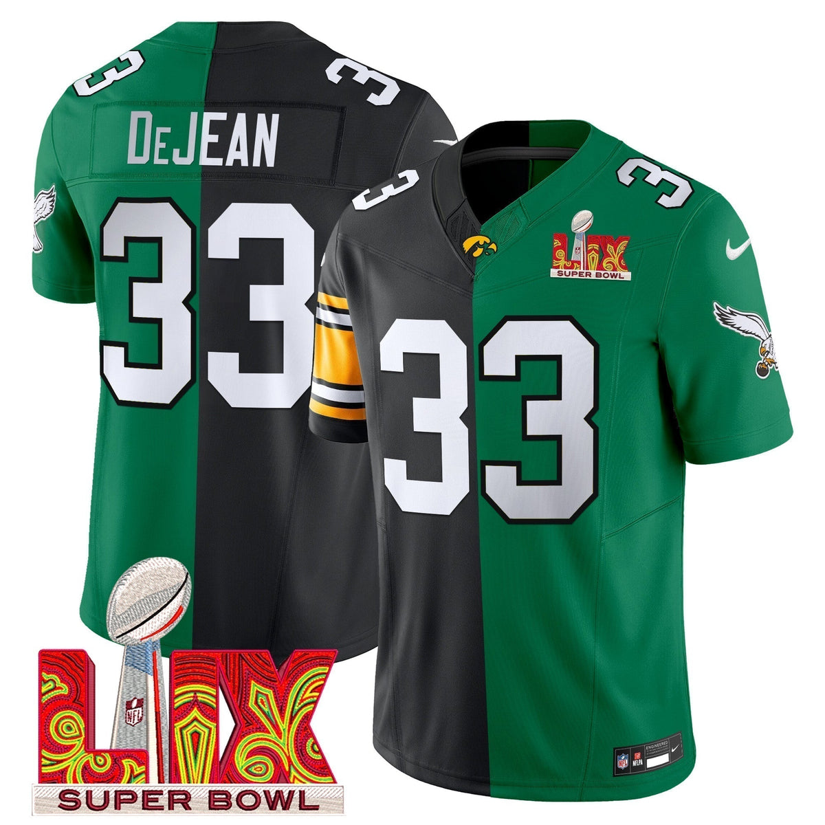 Split PHI Super Bowl LIX & College Football Vapor Limited Jersey - Stitched