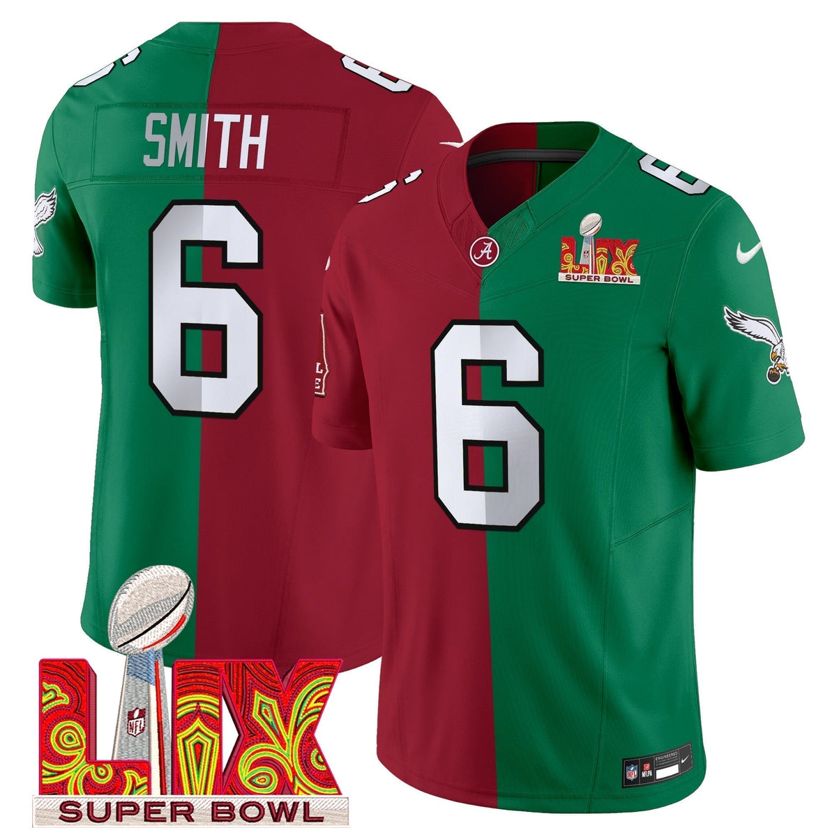 Split PHI Super Bowl LIX & College Football Vapor Limited Jersey - Stitched