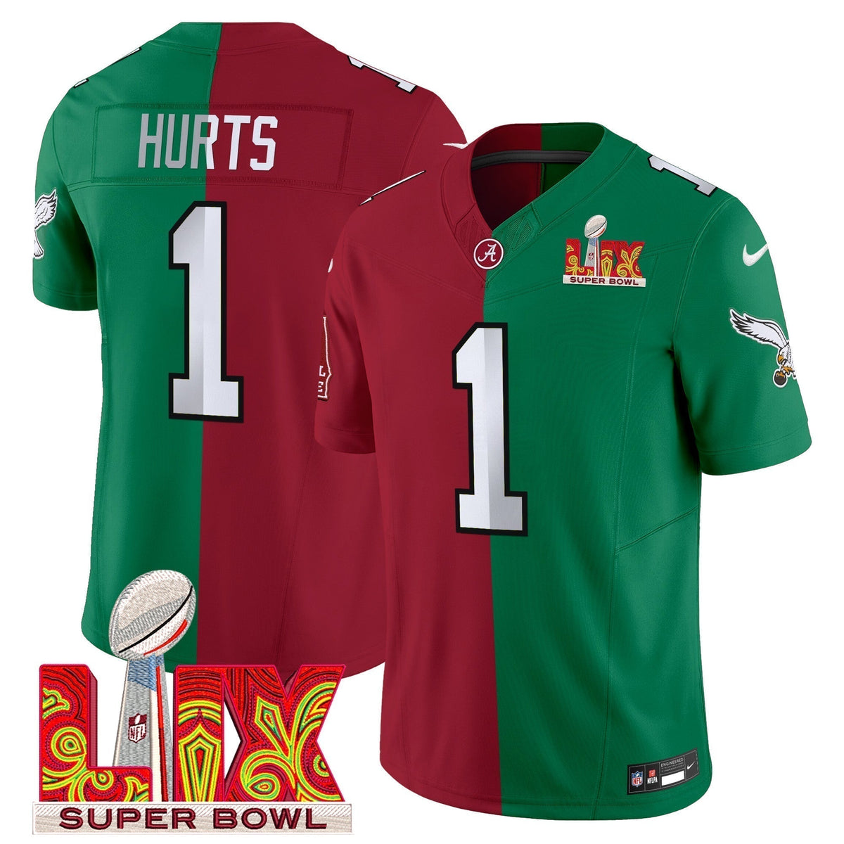 Split PHI Super Bowl LIX & College Football Vapor Limited Jersey - Stitched