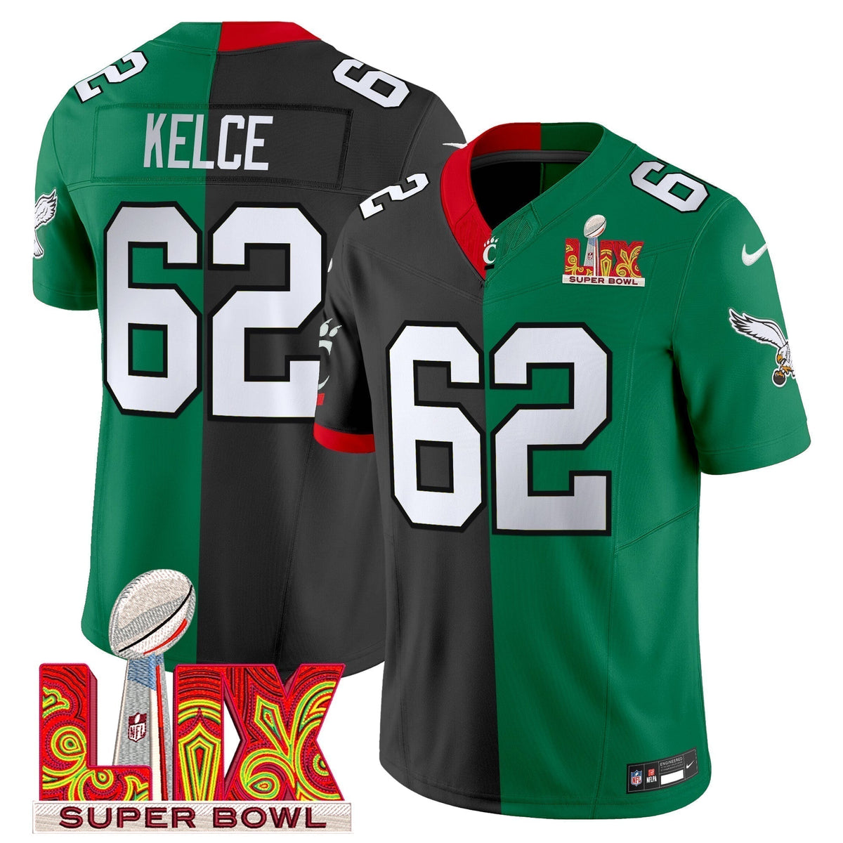 Split PHI Super Bowl LIX & College Football Vapor Limited Jersey - Stitched