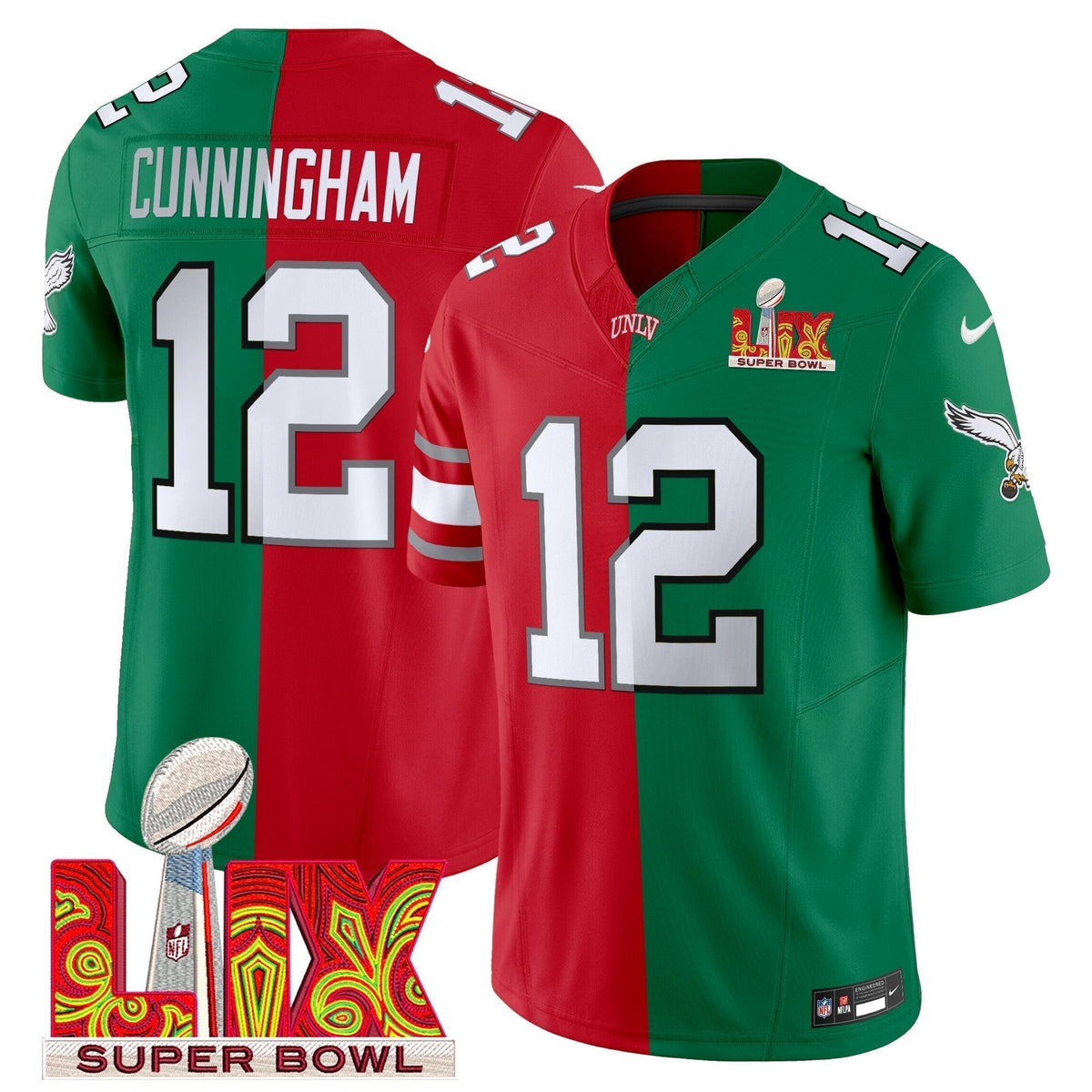 Split PHI Super Bowl LIX & College Football Vapor Limited Jersey - Stitched