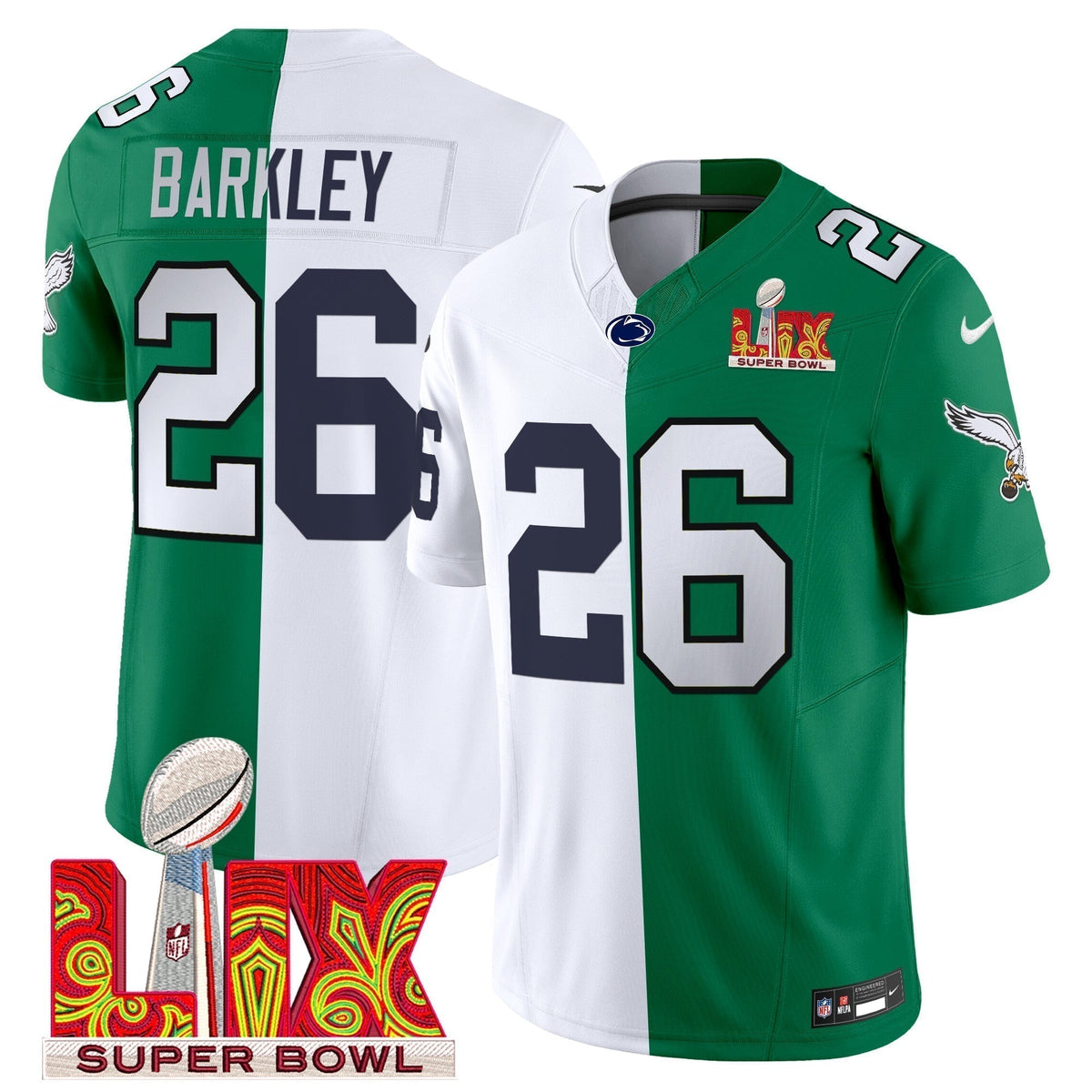 Split PHI Super Bowl LIX & College Football Vapor Limited Jersey - Stitched